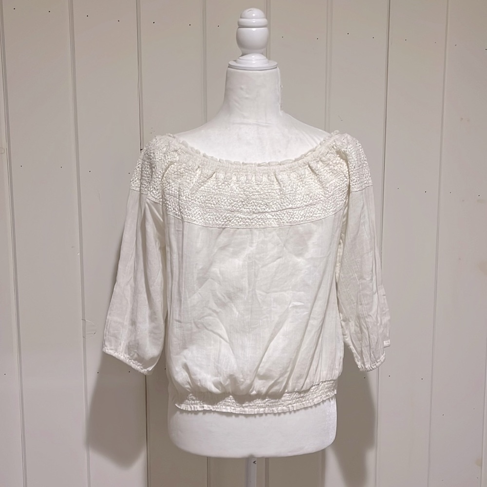 Aerie Crochet Cream Cotton Top Size Medium